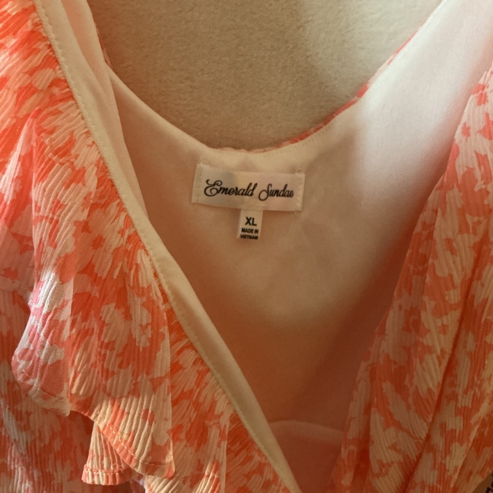 Emerald Sundae Peach Floral Dress